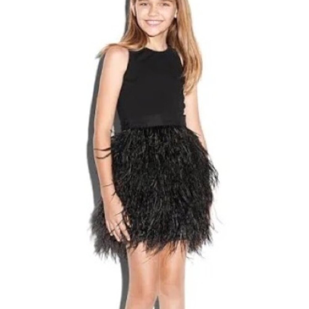 Milly Minis Size 10 Dress Ostrich Feathers
